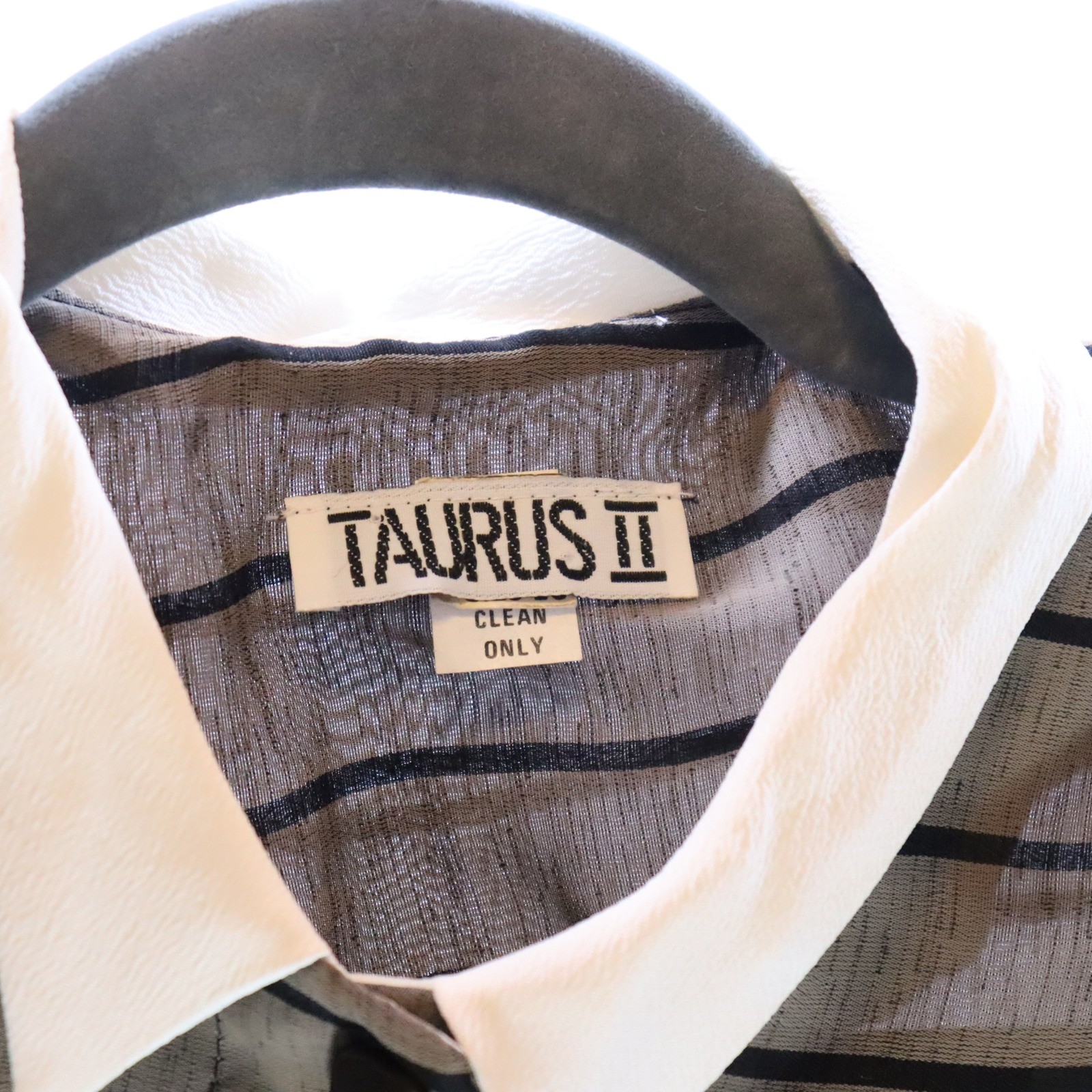 Taurus II Striped Long Sleeve Dress 10 Brown Womens Vintage Collared Midi