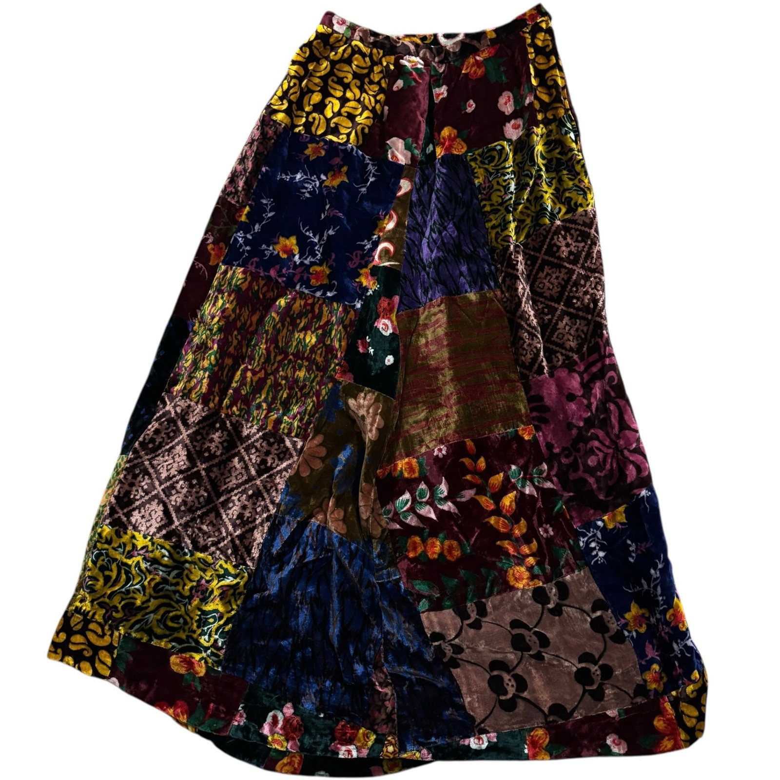 John Meyer of Norwich RARE Vintage 70’s Velvet Patchwork maxi skirt size 12