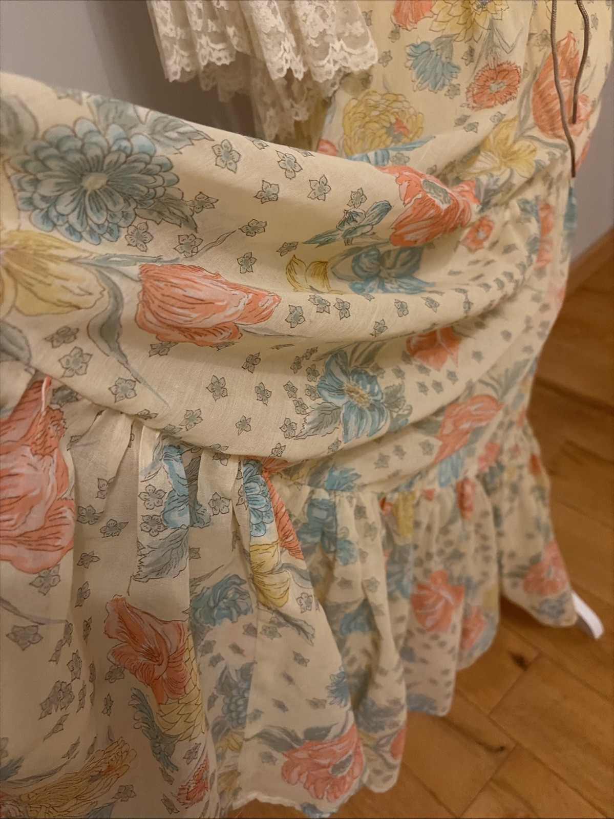 Vintage 70s Long Maxi Prairie Dress Renaissance Cottagecore Fairy Yellow SMALL