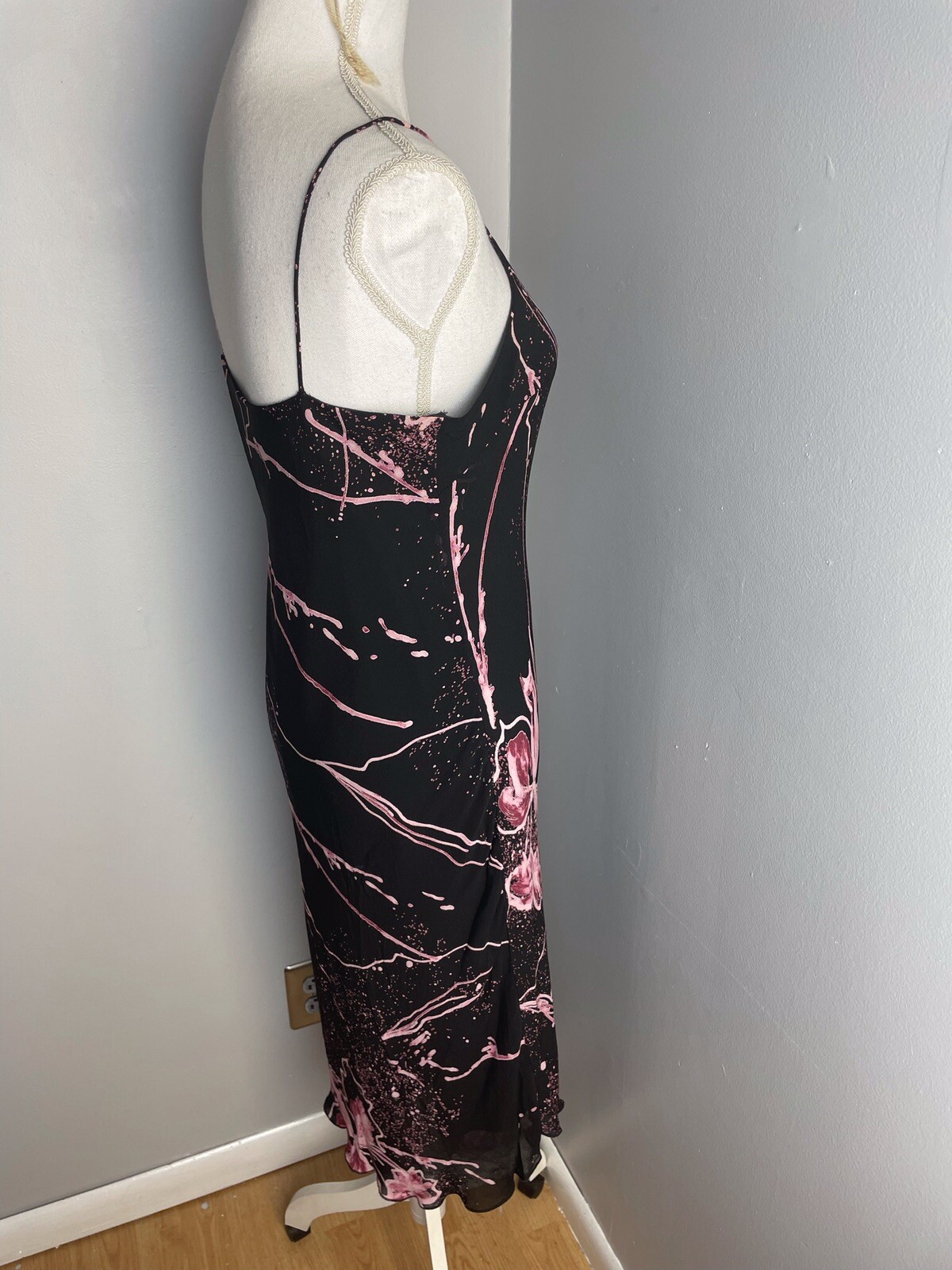 Vintage Joseph Ribkoff Evening Dress Union Made Asymmetric Dancing Black Pink 10