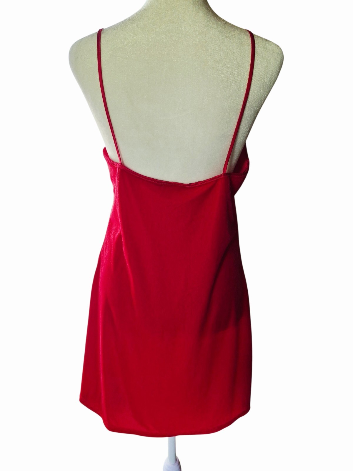 ​Vintage California Dynasty Red Velvet Velour Mini Slip Dress – Satin Trim – Sma