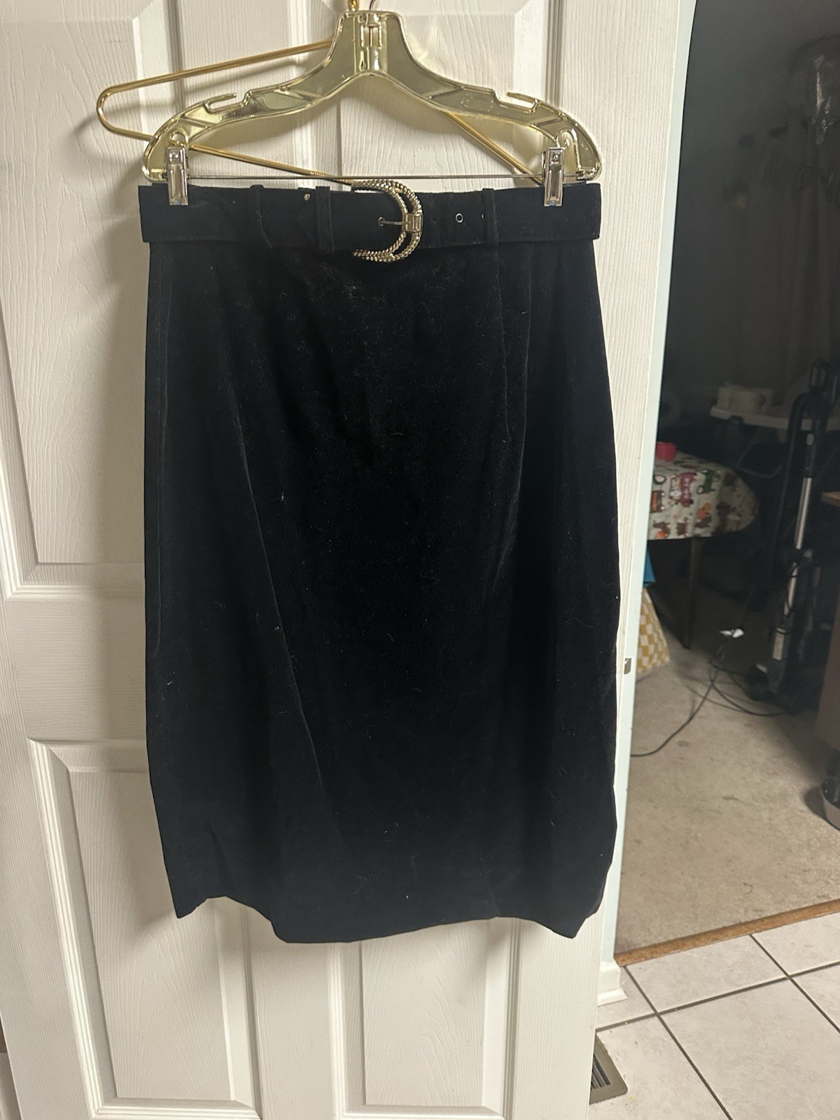 90s Skirt Suit Jacket 2pc Set Black Cotton Velvet Faux Suede Y2K XL 42 W 32×32