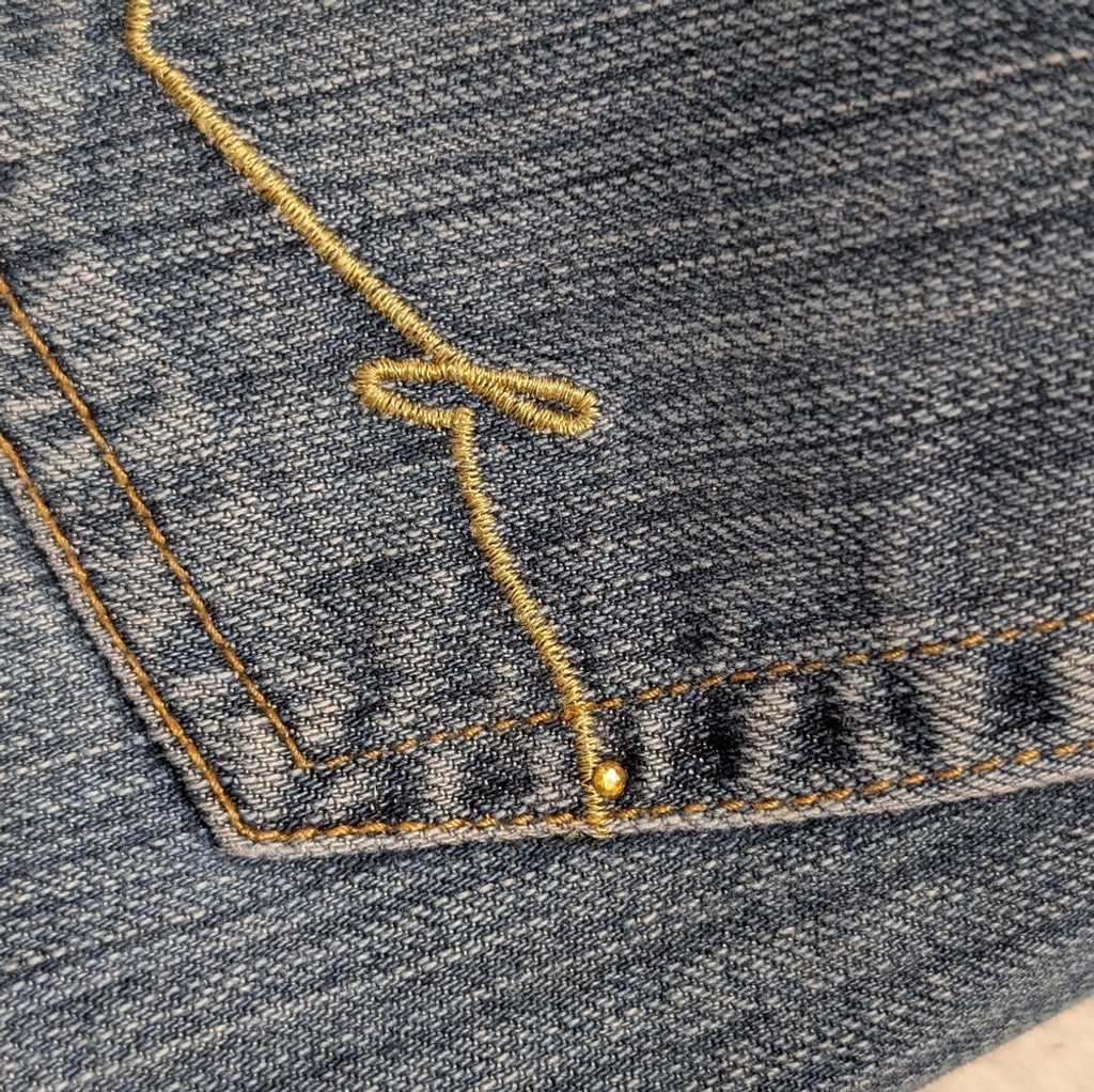 Bisou Bisou Y2K Bootcut Jeans Medium Wash Distressed Size 8