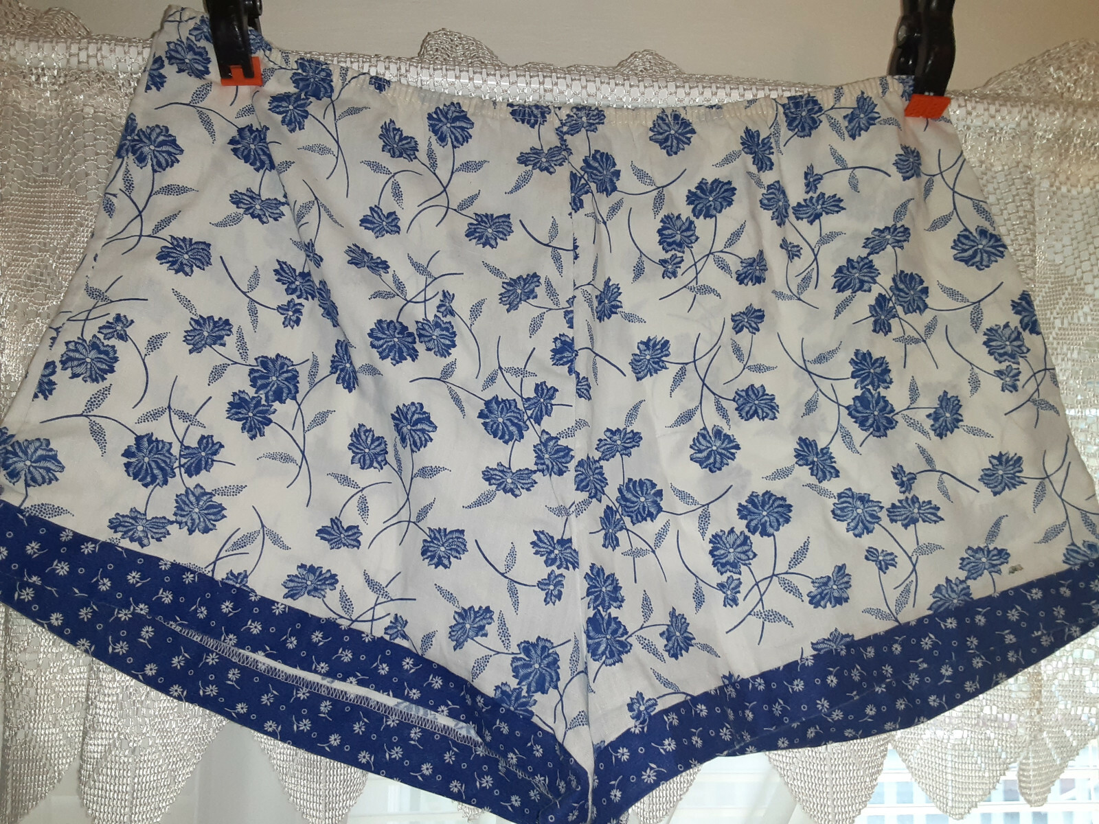 3 PIECE VINTAGE AMISH STYLE / SEARS LADIES BLUE FLOWER SUN DRESS, TOP & SHORTS
