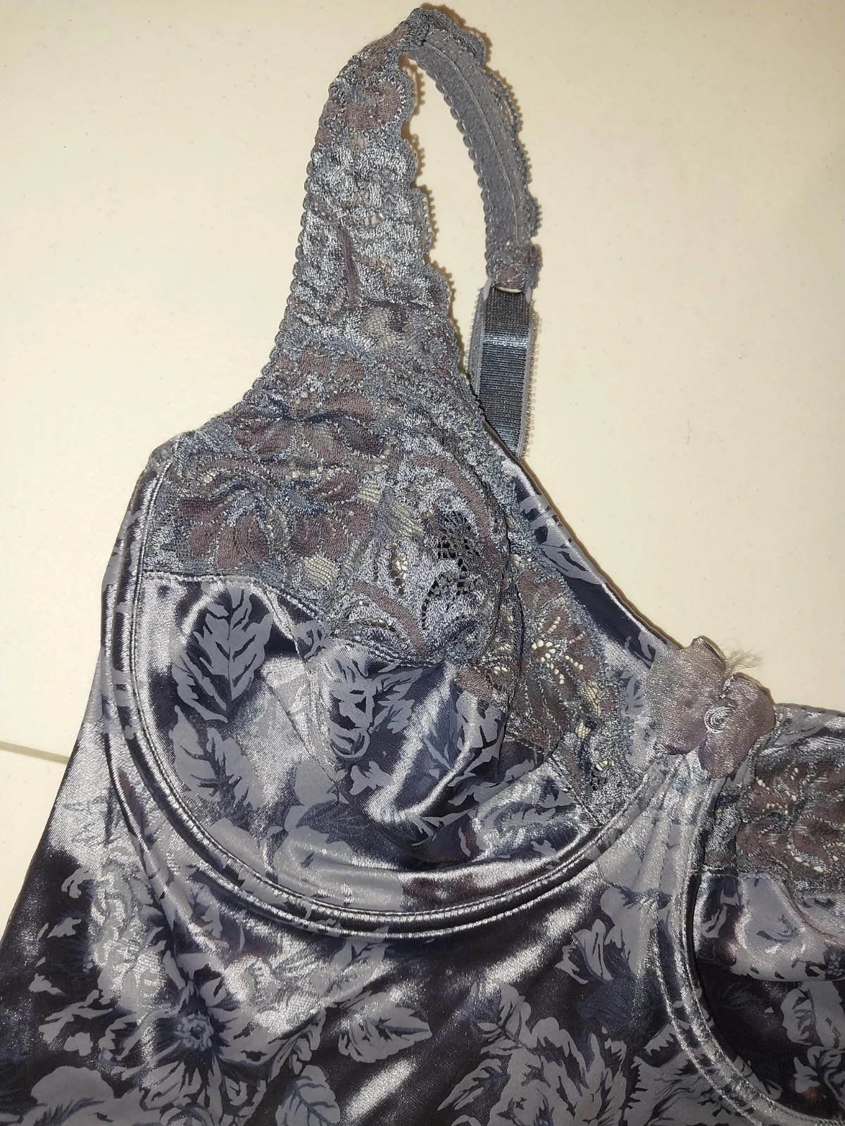 VTG SATIN SHINY LACE INSERTS BLUE ALL IN 1 OBG BRA PANTIES GIRDLE NIP TUCK 38D