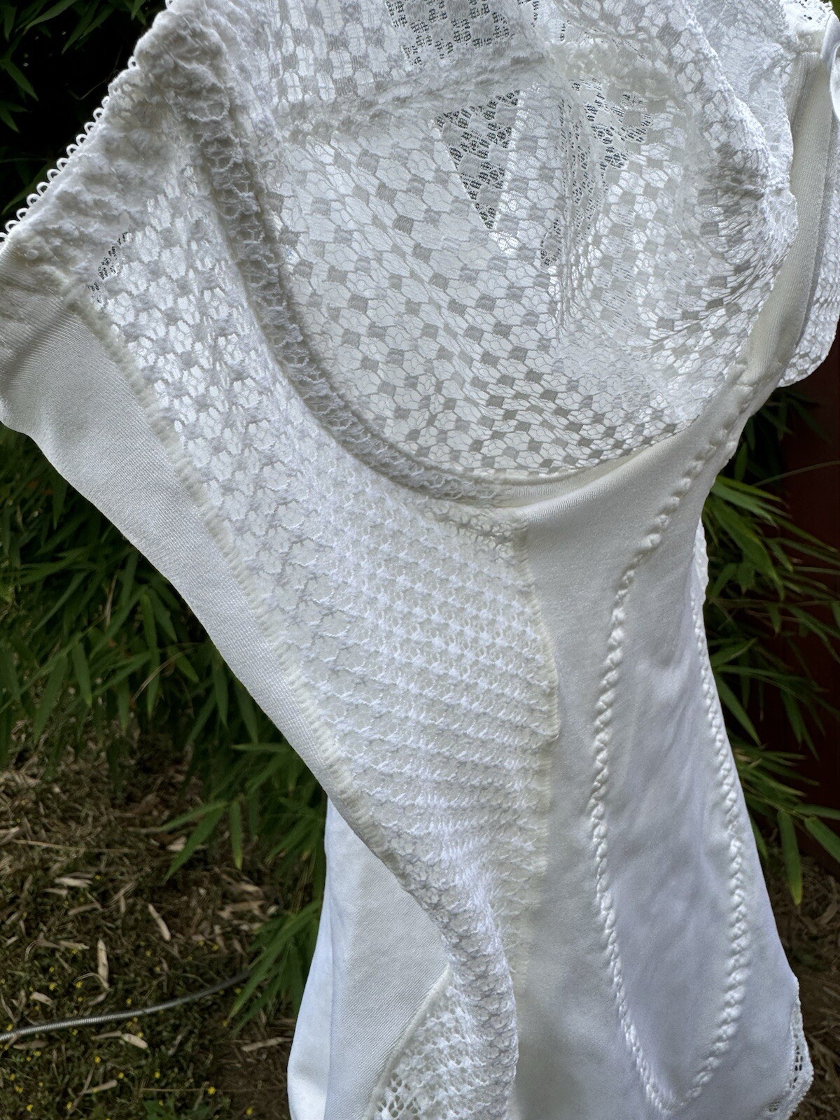 Vintage White Lace Teddy Lingerie By Goddess Size 38B Bodysuit 70s 80s Underwire