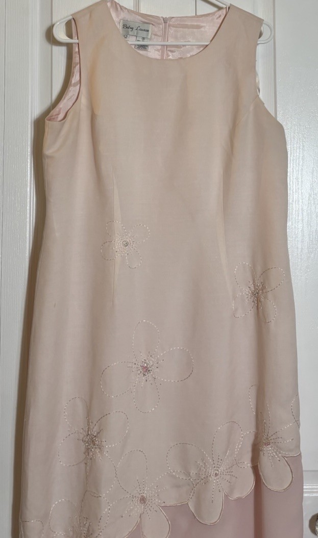 Vintage 80s Betsy Lauren Long Pink Linen Blend Maxi Sleeveless Dress 14