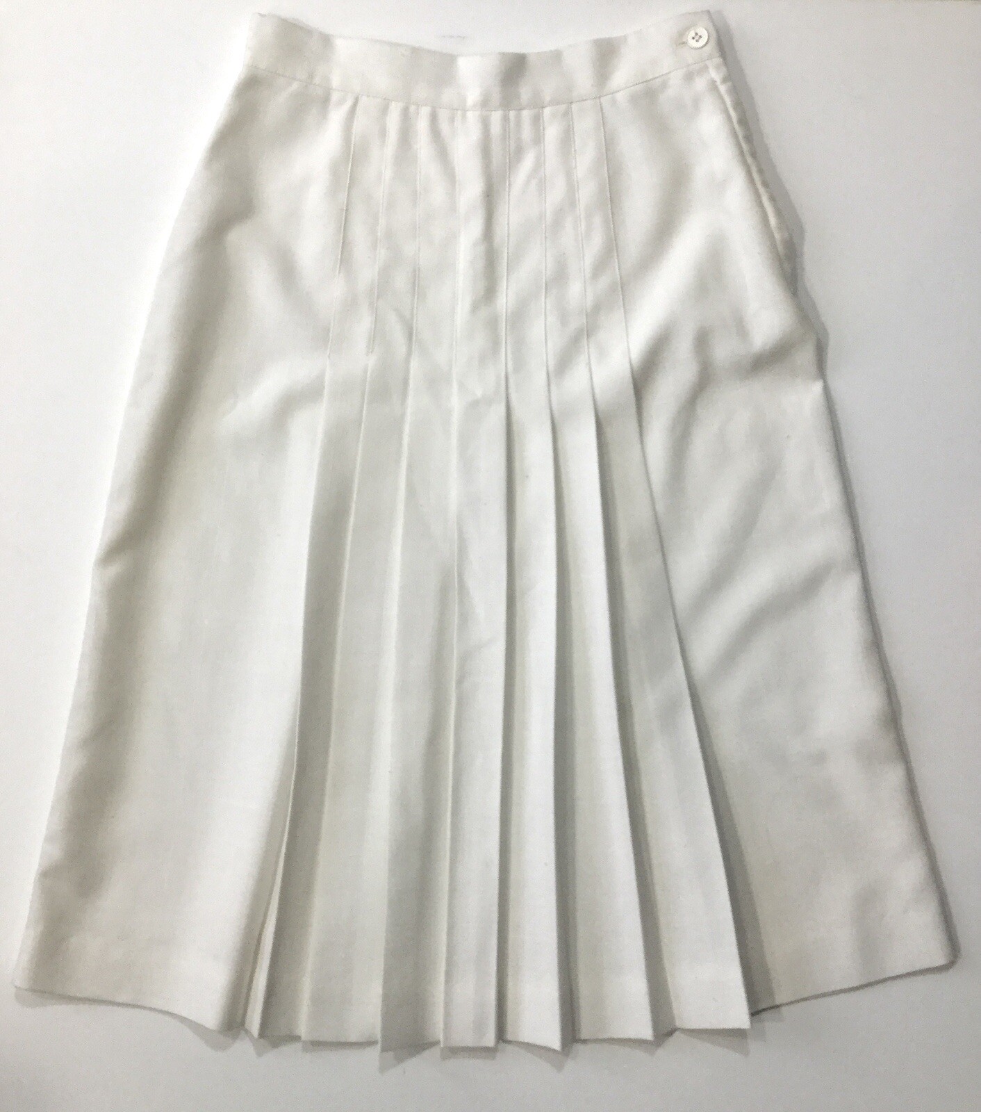 VINTAGE Pleated White Ivory Women’s Knee Length Skirt Sz 27 Counterparts (217)