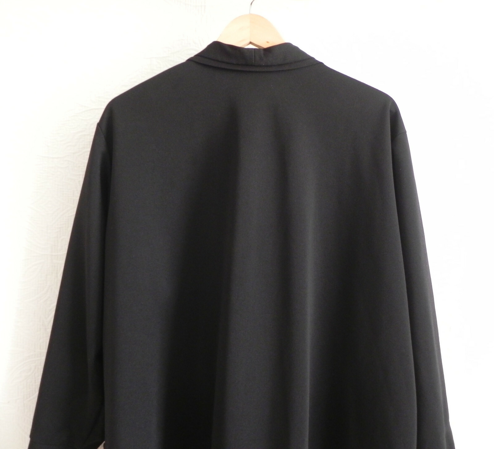 Vtg Kensington Square Duster Open Black Long Sleeve Comfort Pockets Size PXL