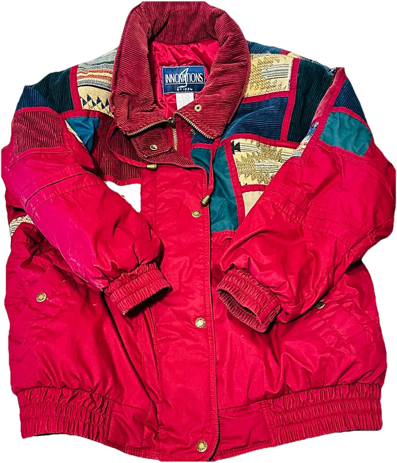Vintage Retro 80s/90s Innovations By Izzi Ski Jacket Corduroy Aztec Panels Med