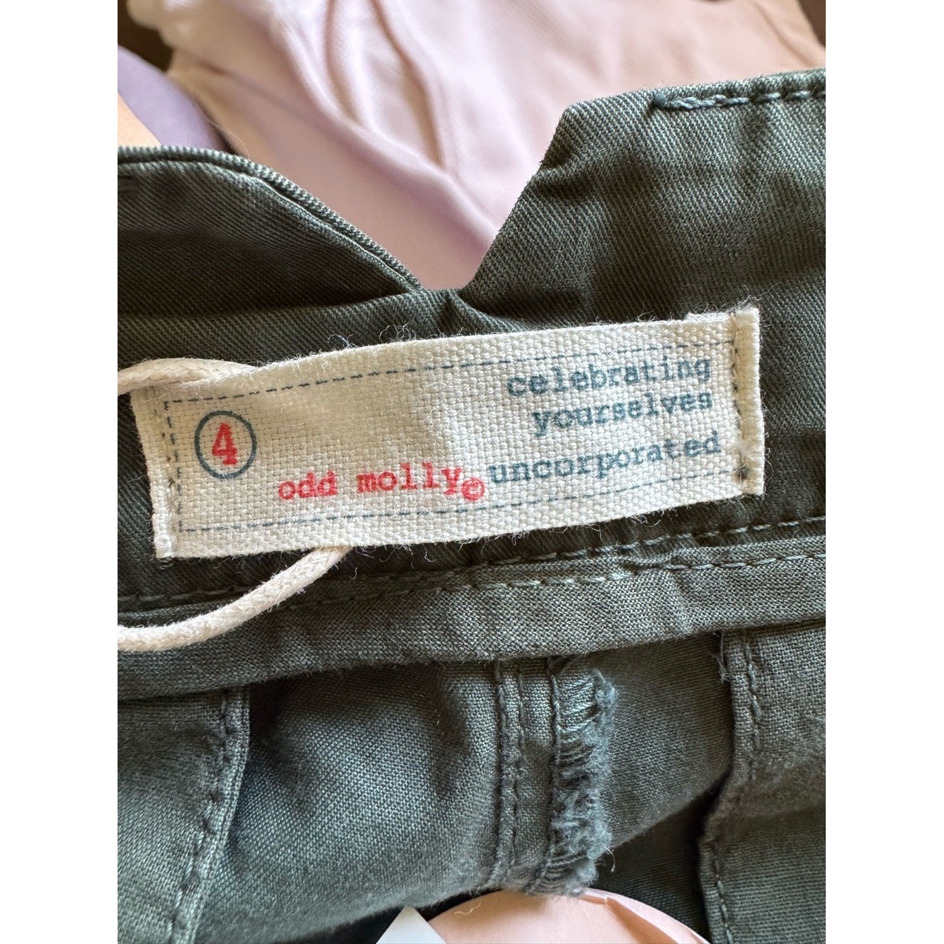 Odd Molly The It Shorts Military Green Cotton 4″ Womens XL NEW NWT