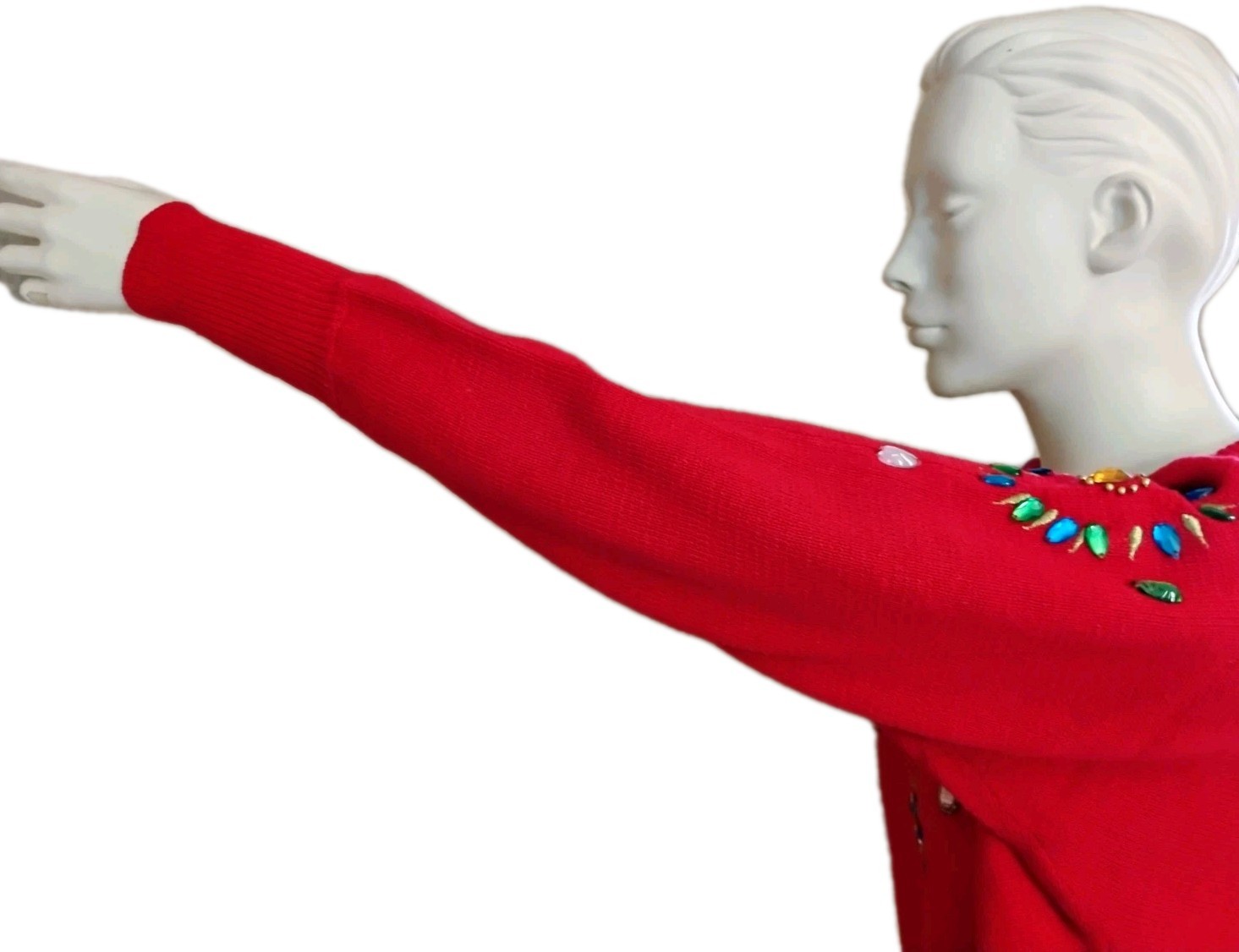 VTG 80’s „Maurada” Candy Apple RED Bejeweled & Beaded Sweater S