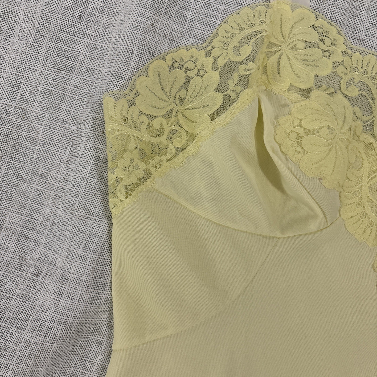 Vintage Sears Nylon Lace Full Slip Yellow Size 34 Dainty