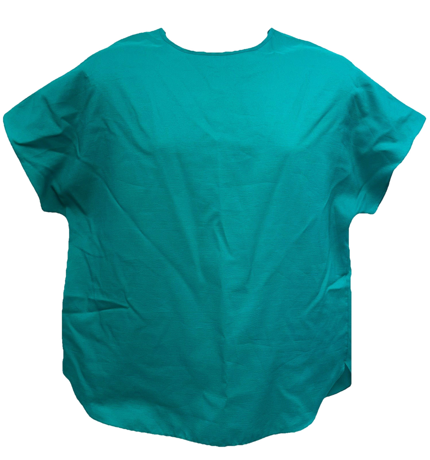 VTG Lauren Lee Women Size M Short Sleeve Button Keyhole Closure Top Chiffon Teal