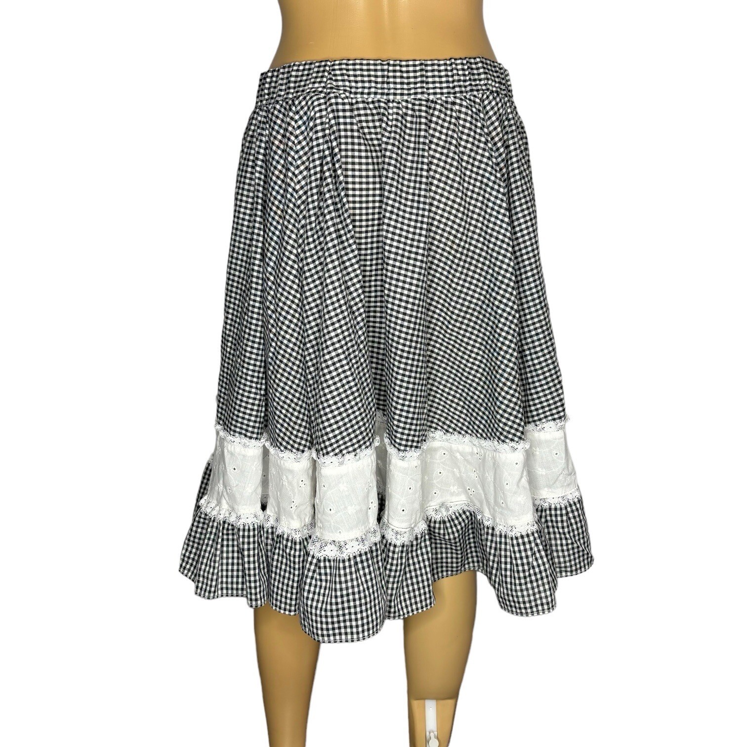 JERI BEE Western Prairie Square Dance Blouse & Skirt Gingham Womens Size M