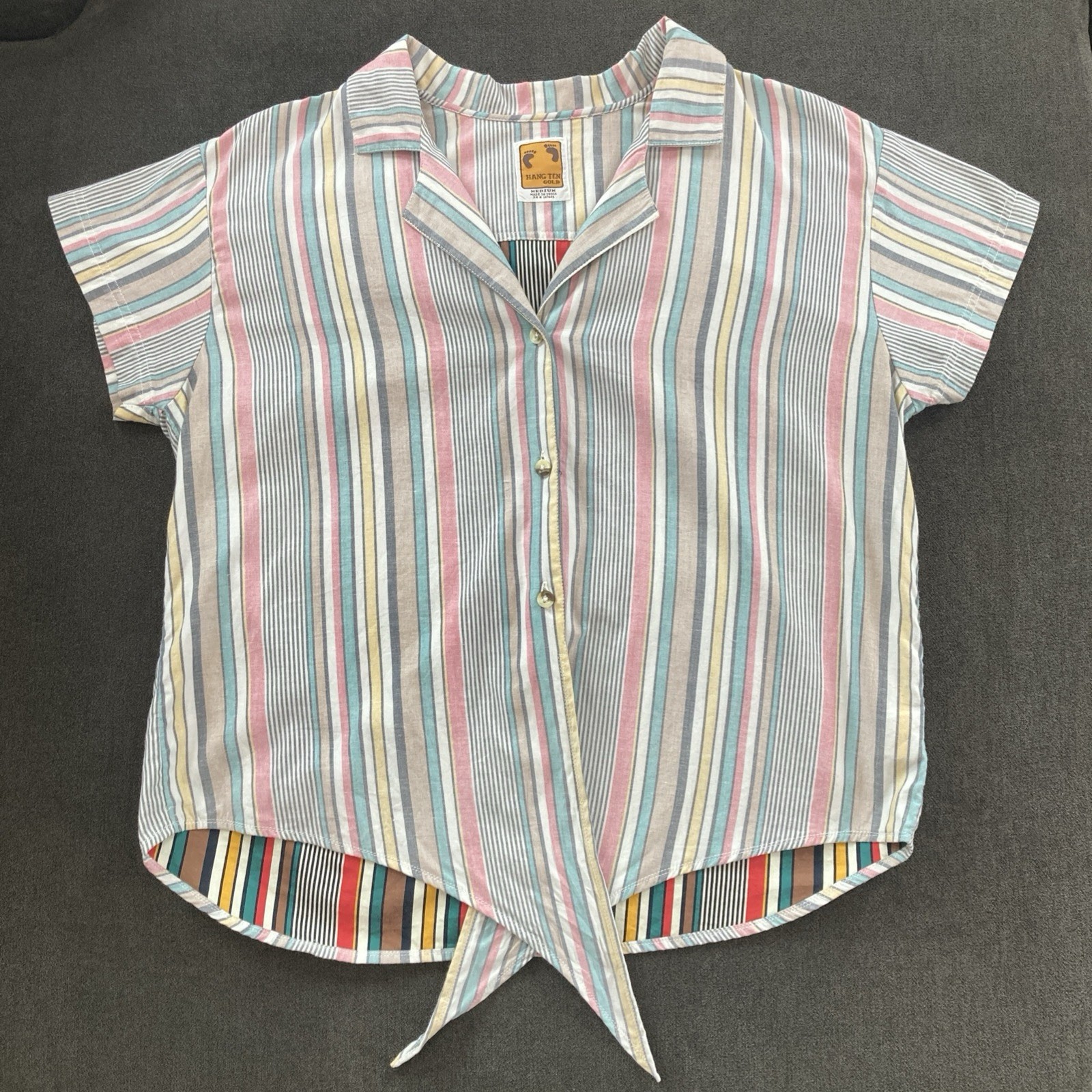 Vintage HANG TEN GOLD *Limited Edition* Striped 60s 70s 80s Shirt (Size M)