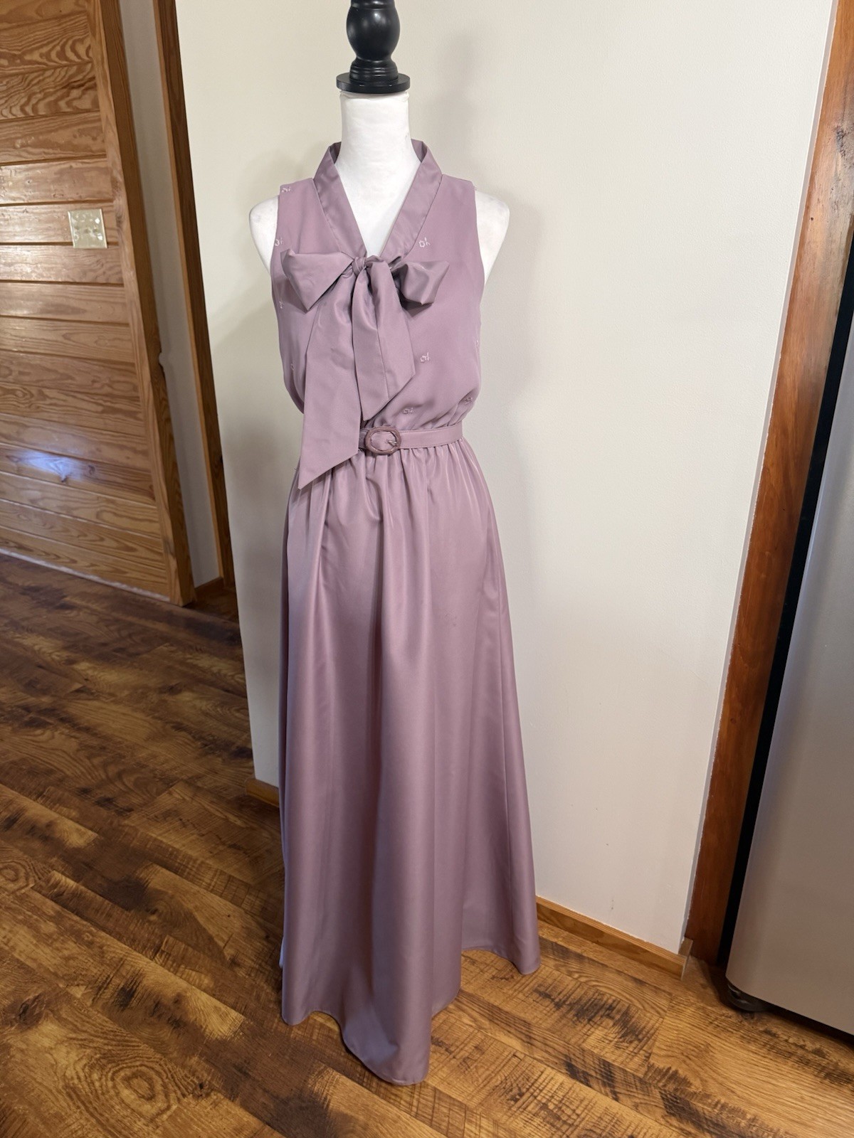 VTG Roger Milot for Jo Ed Sophisticates Embroidered Maxi Dress S Cottage Preppy