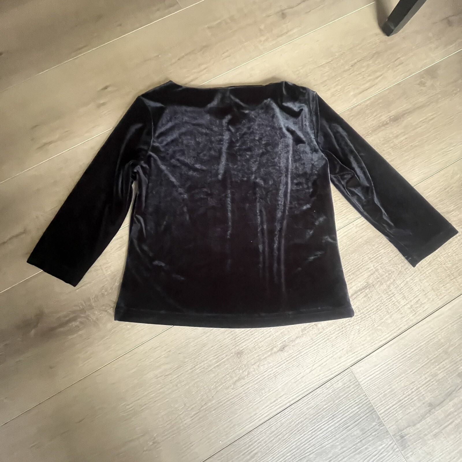 Vintage Black Velvet Top Women S 3/4 Slve Y2K Whimsigothic Witch Goth Minimalist