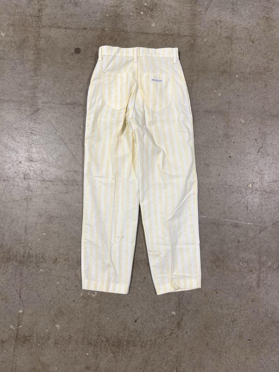 VTG 80s Rustler Cream and yellow striped wide leg pants relaxed fit size 24×26