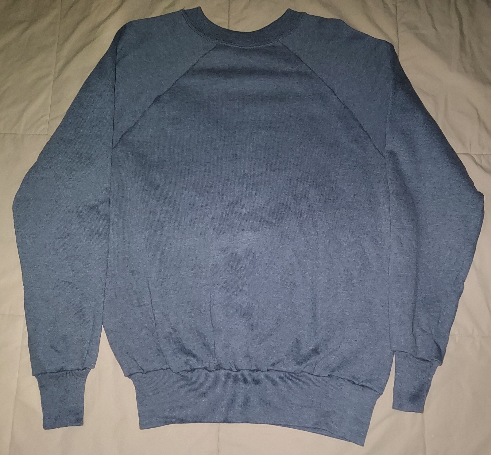 VTG ICU GRAY BLANK RAGLAN PULLOVER SWEATSHIRT WOMEN’S LARGE GYM CREW NECK 80s