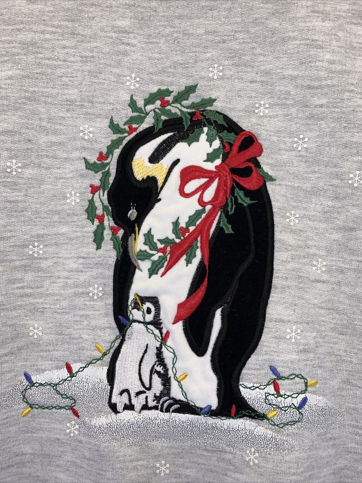 Vintage 1990s Endless Designs USA Grandma Sweatshirt Penguins Christmas Size L