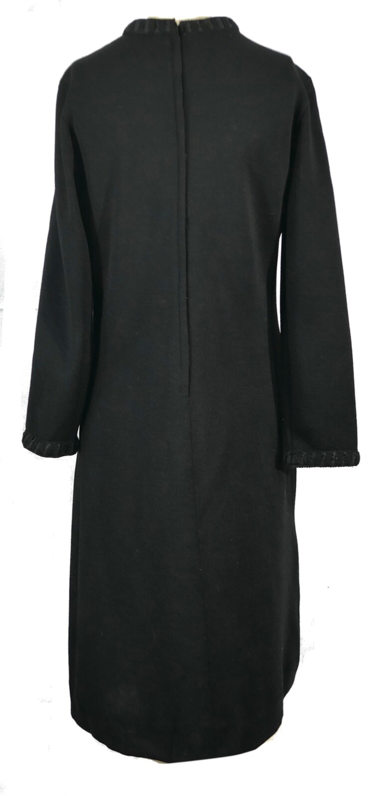 Vintage 60s 70s Mod Bleeker Street Black Knit Sheath Dress M