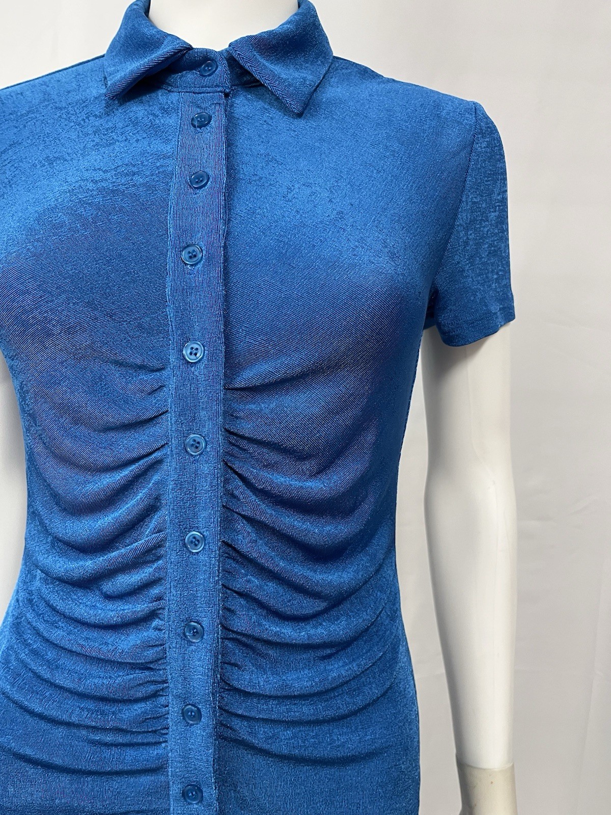 Vintage Y2K Mini Dress Women’s Small Blue Stretch Club Festival Party Fashion