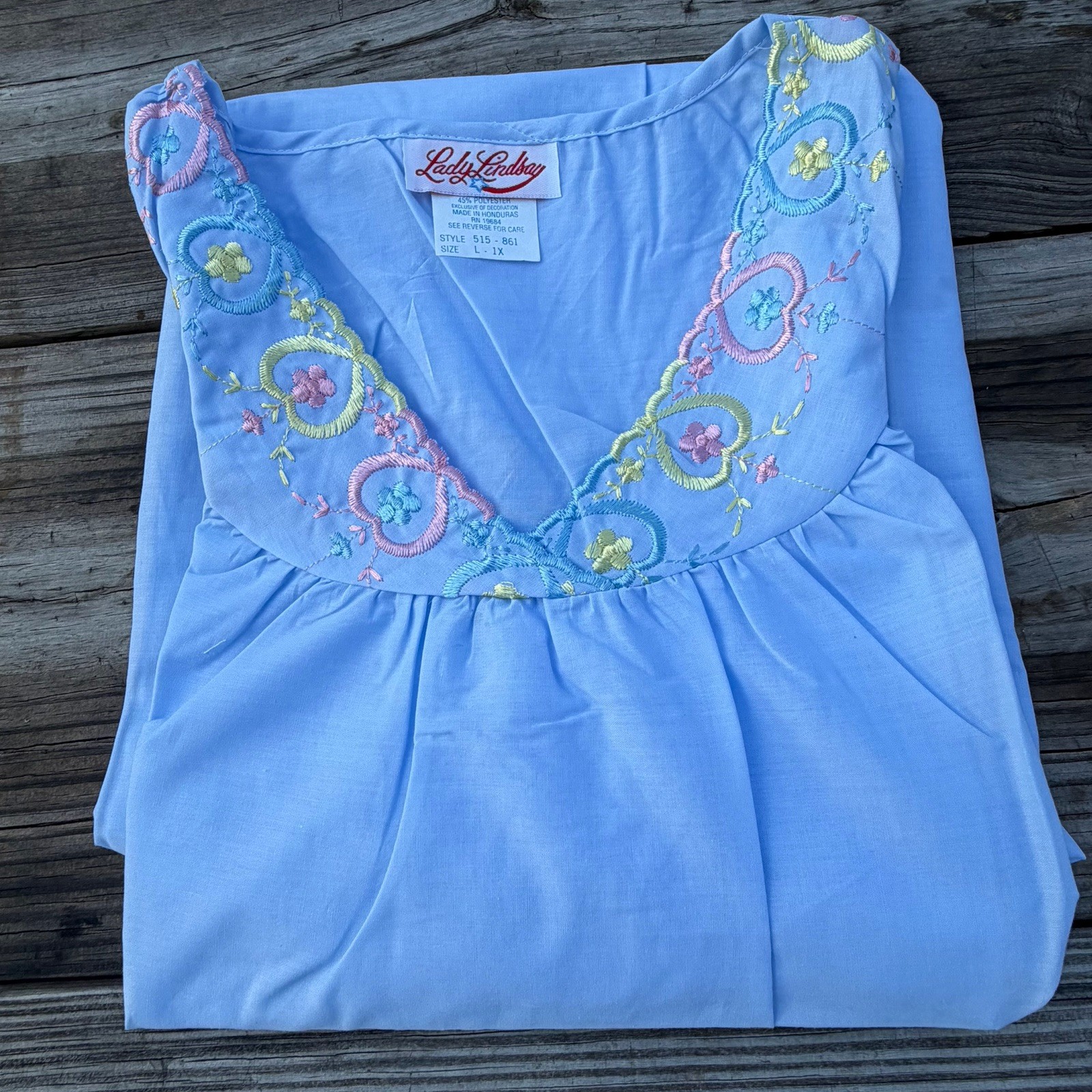 Lot of 2 Vintage Lady Lindsey Nightgowns L-1X Sleeveless Embroidered Floral NOS