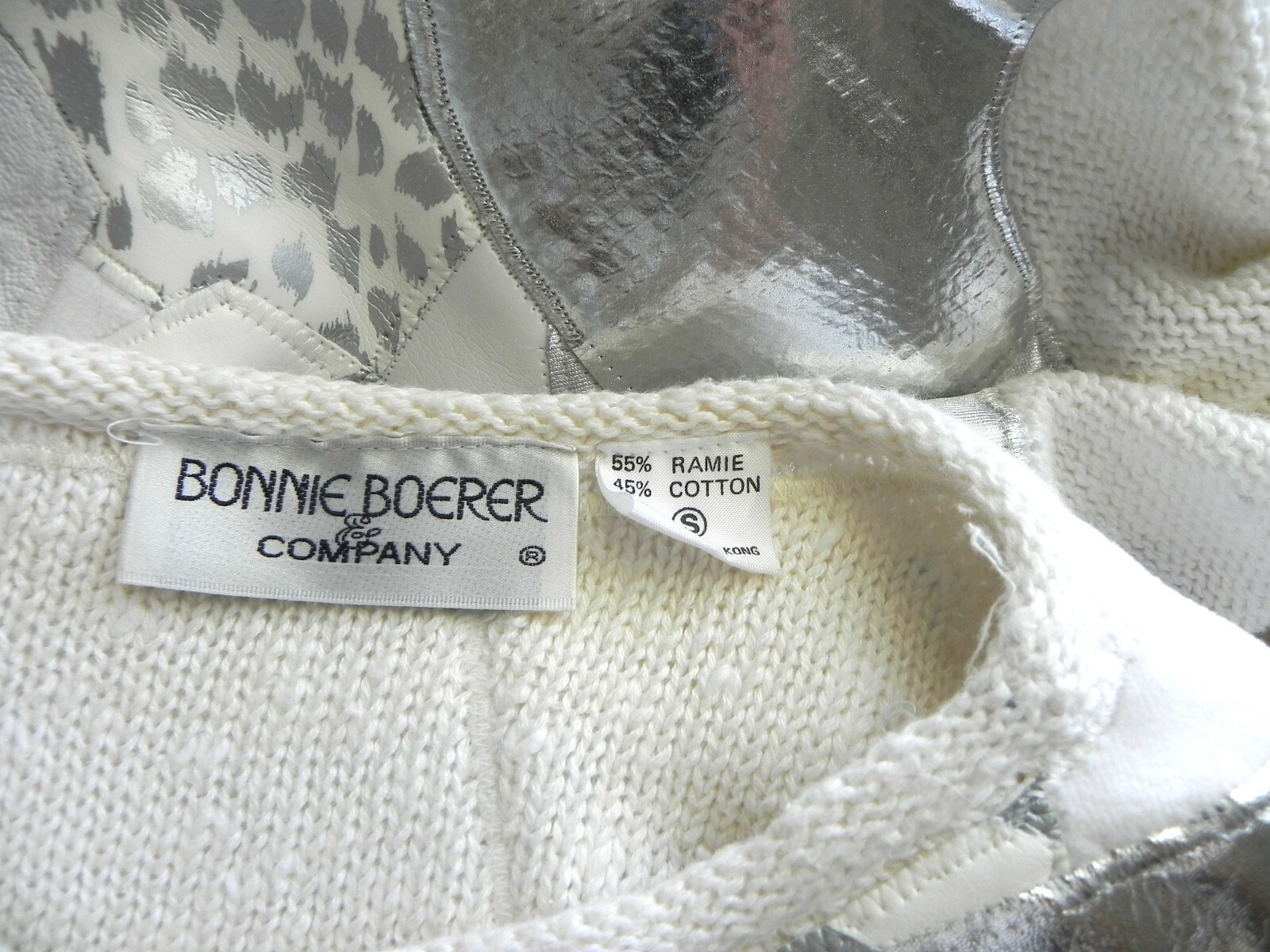 Vtg Bonnie Boerer Sweater Embellisments 3/4 Bat-Wing Sleeve OVER-SIZED Size S