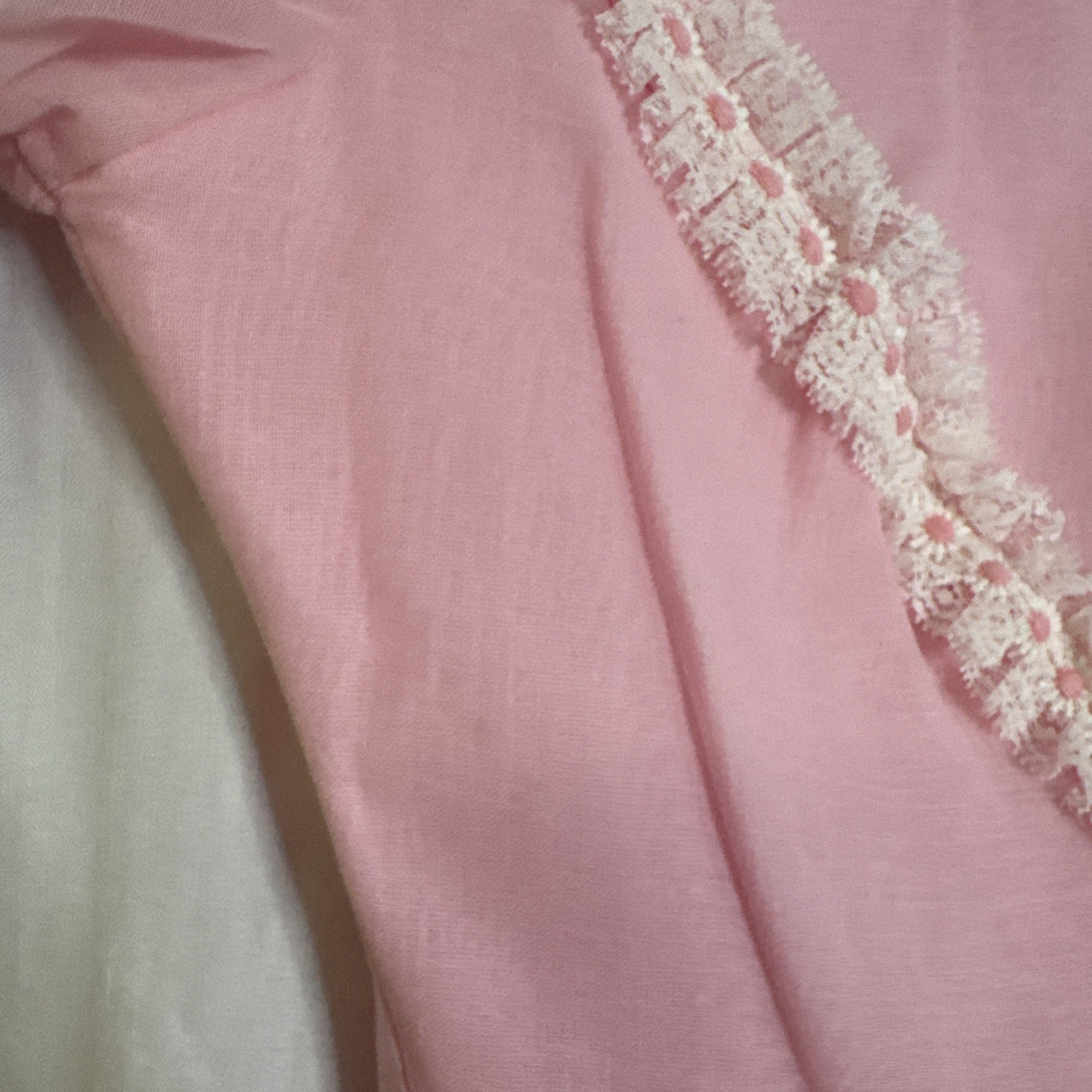 VTG Prairie Dress Maxi Lace ILGWA Bubblegum Pink Formal Prom Wedding 26”W