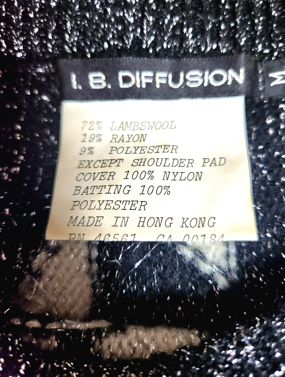 Vintage I.B. Diffusion Sweater POP Art Geometric Disco Wool Blue Metal 80s 90s M