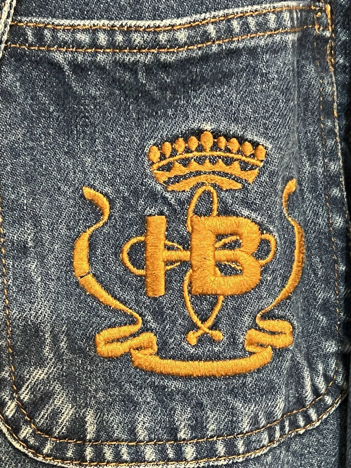 Harve Bernard Vintage Denim Jacket Coat Monogrammed Logo
