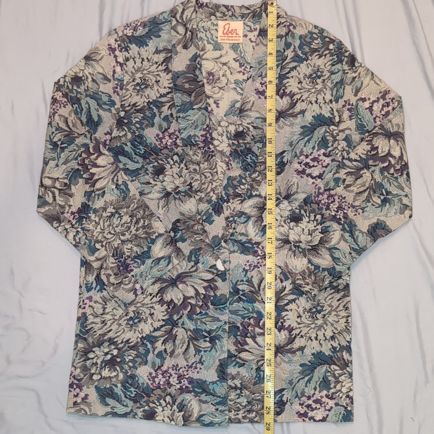 Eber San Francisco Women’s Floral Tapestry Blazer Unlined Jacket Shoulder Pads