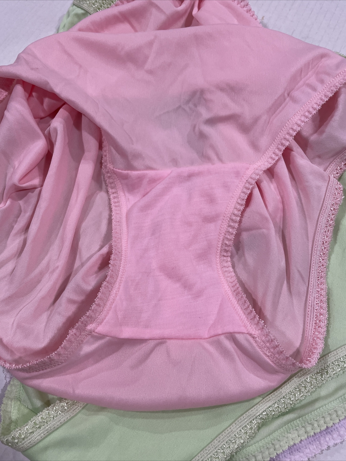 3-Vtg Sophia Nylon Panties Elastic Waist & Thigh Pink Purple Green XXXXL NWT