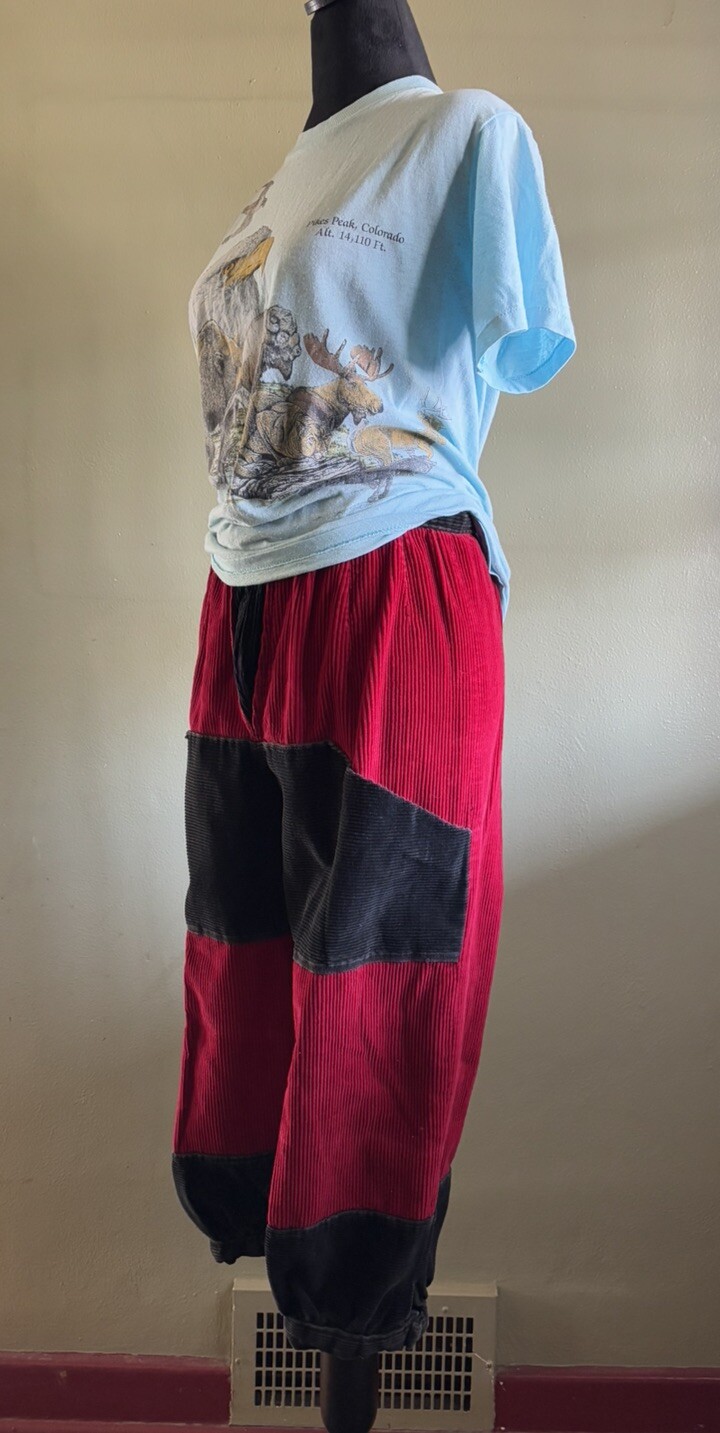 Vintage Women’s Crazy Corduroy Colorblock Knickers.high Waist 27”.