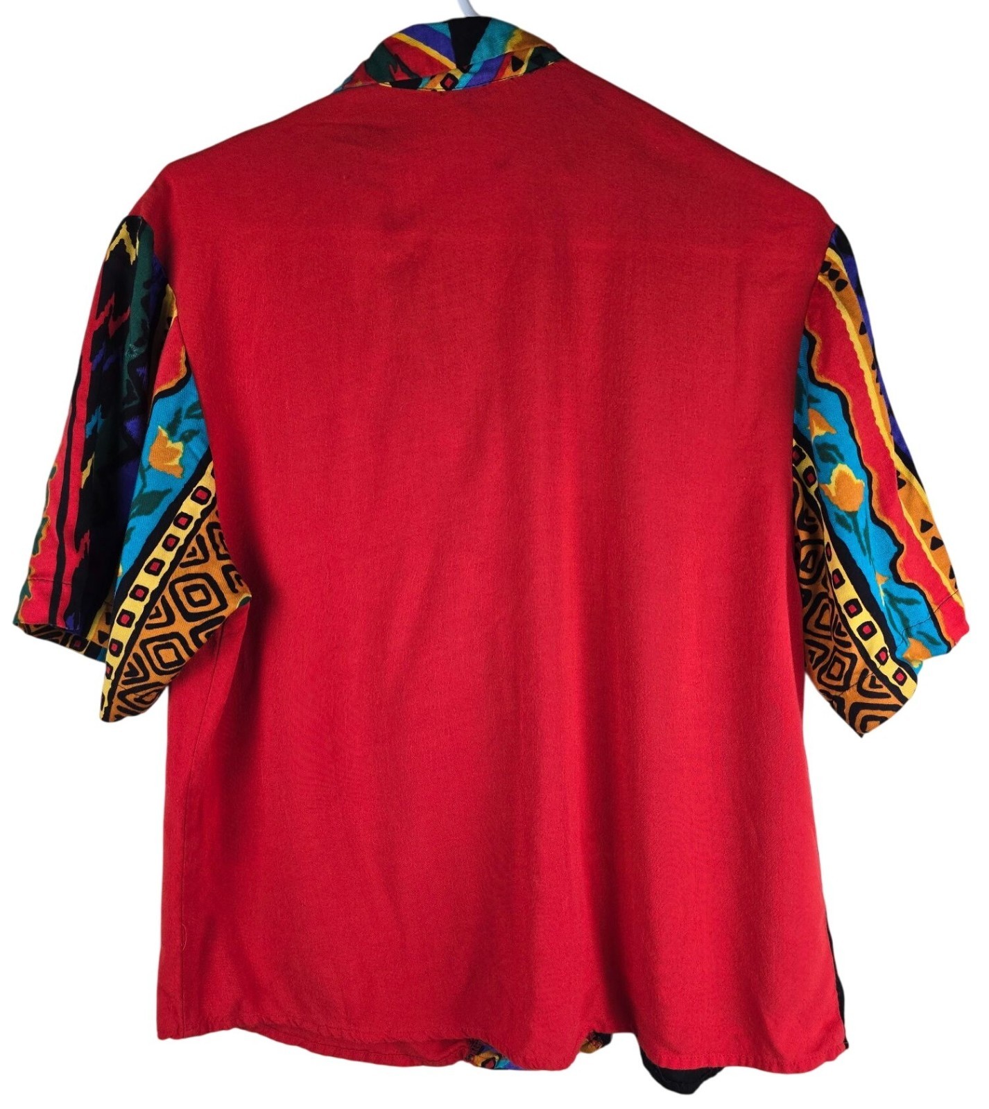 Vintage Tribal Print Colorblock Shirt by F Stop Size M – 90s Retro Button Down