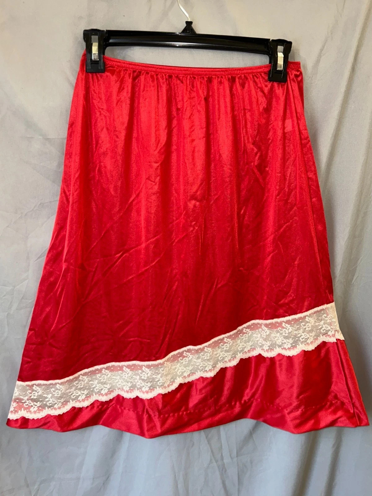 JCPenney Vintage Red Nylon and Lace Slip Women’s Size Medium