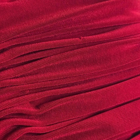 Vintage y2k red ruched party halter midi dress / formal, evening, cocktail, vaca