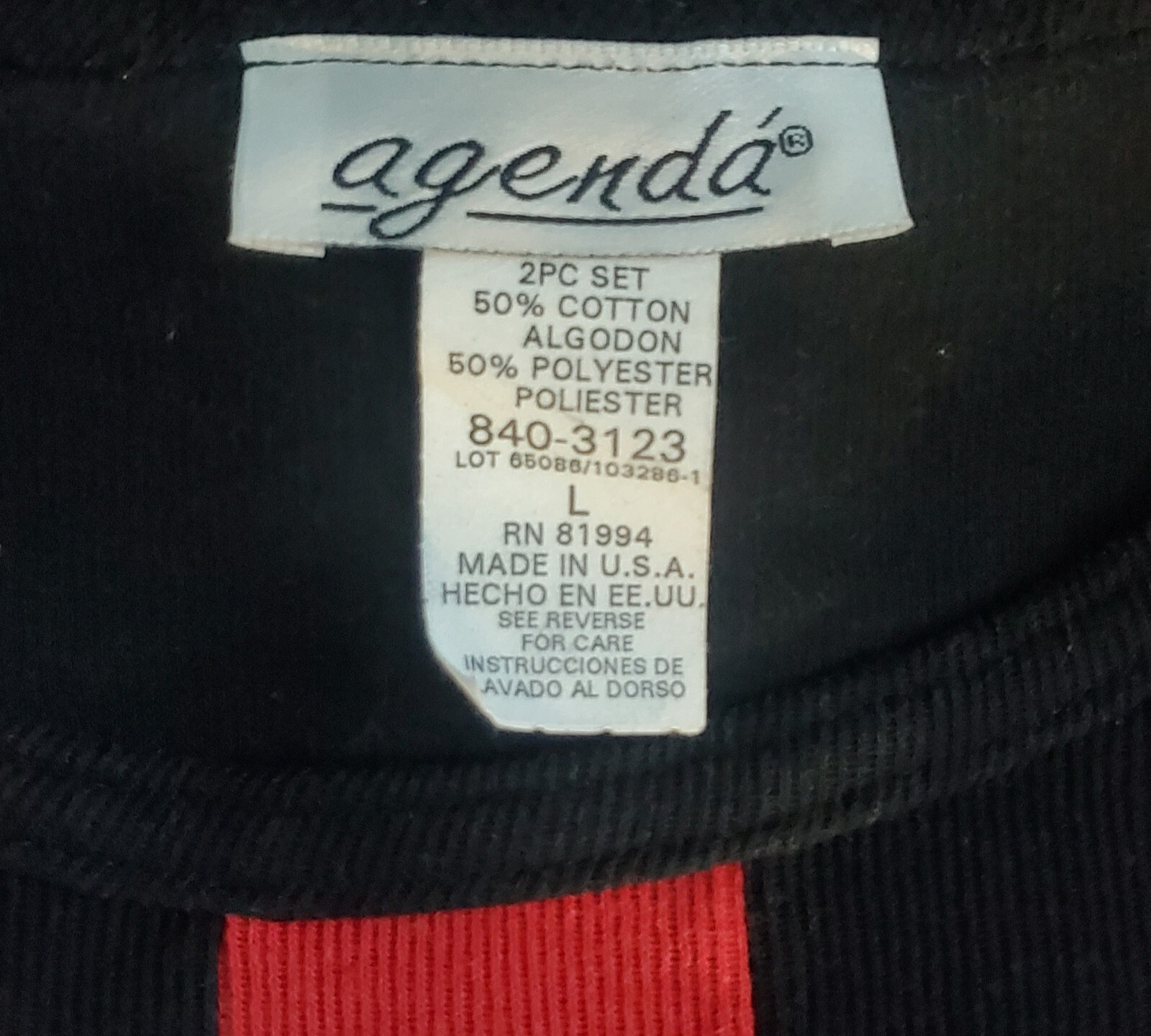 VINTAGE 90s AGENDÁ Colorblock Tunic Top Pullover Red Black Stripe Large