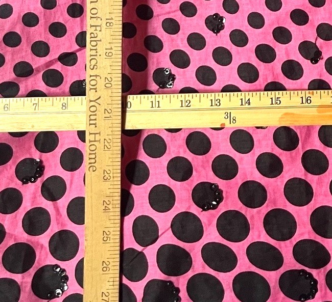Vintage Pink Skirt SWING great dancing Small linen black polka dots 90’s (A)