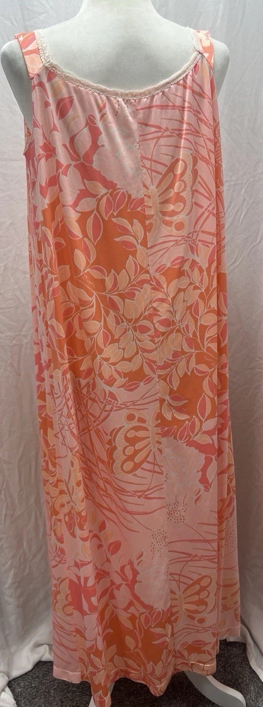 Vintage 70s Miss Elaine Mori Butterfly Floral Peignoir Set Nightgown Robe SZ SM