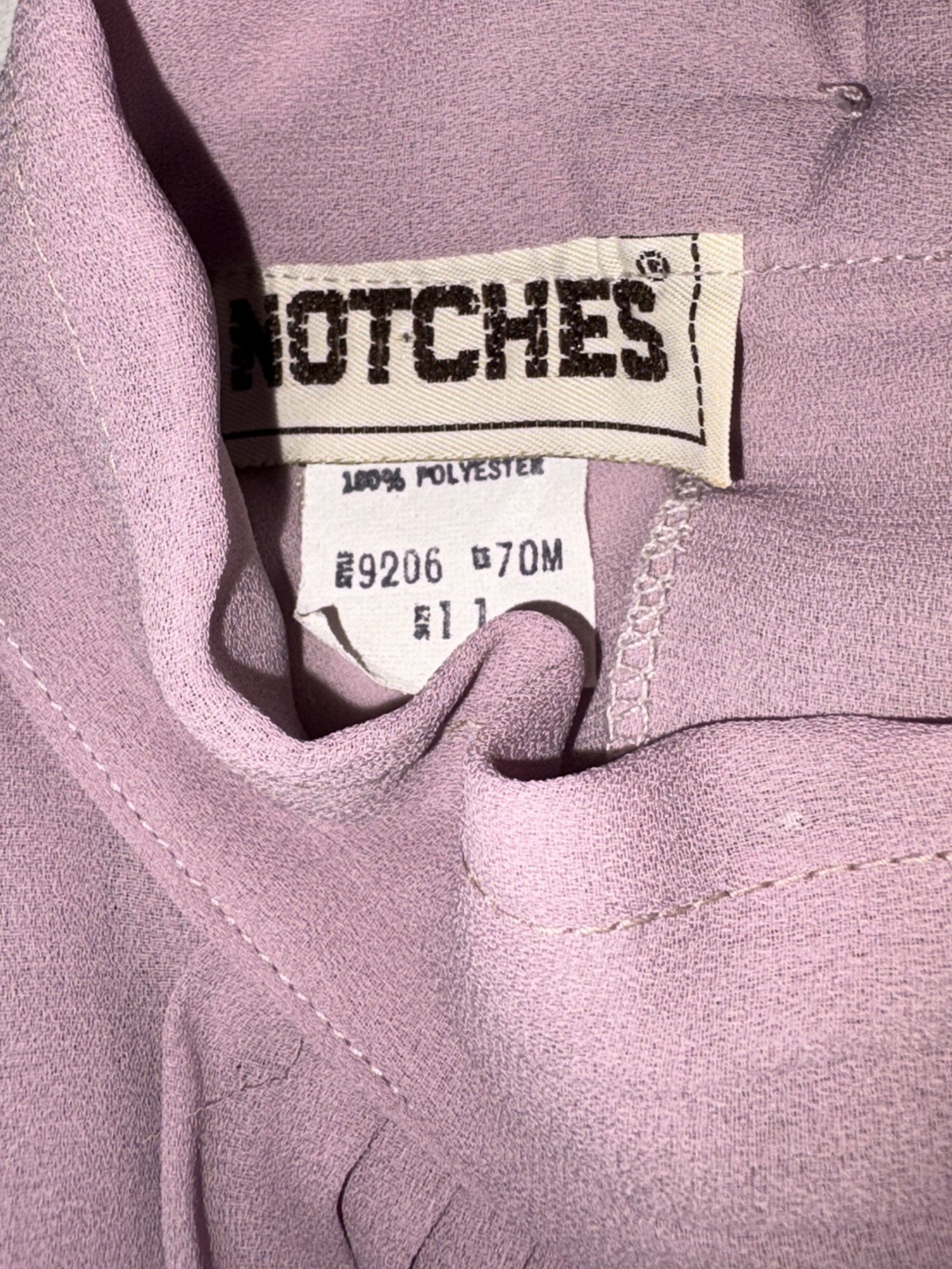 Vintage NOTCHES 80’s High Pleated Neck Blouse Top Lavender Mauve Sz 11 M