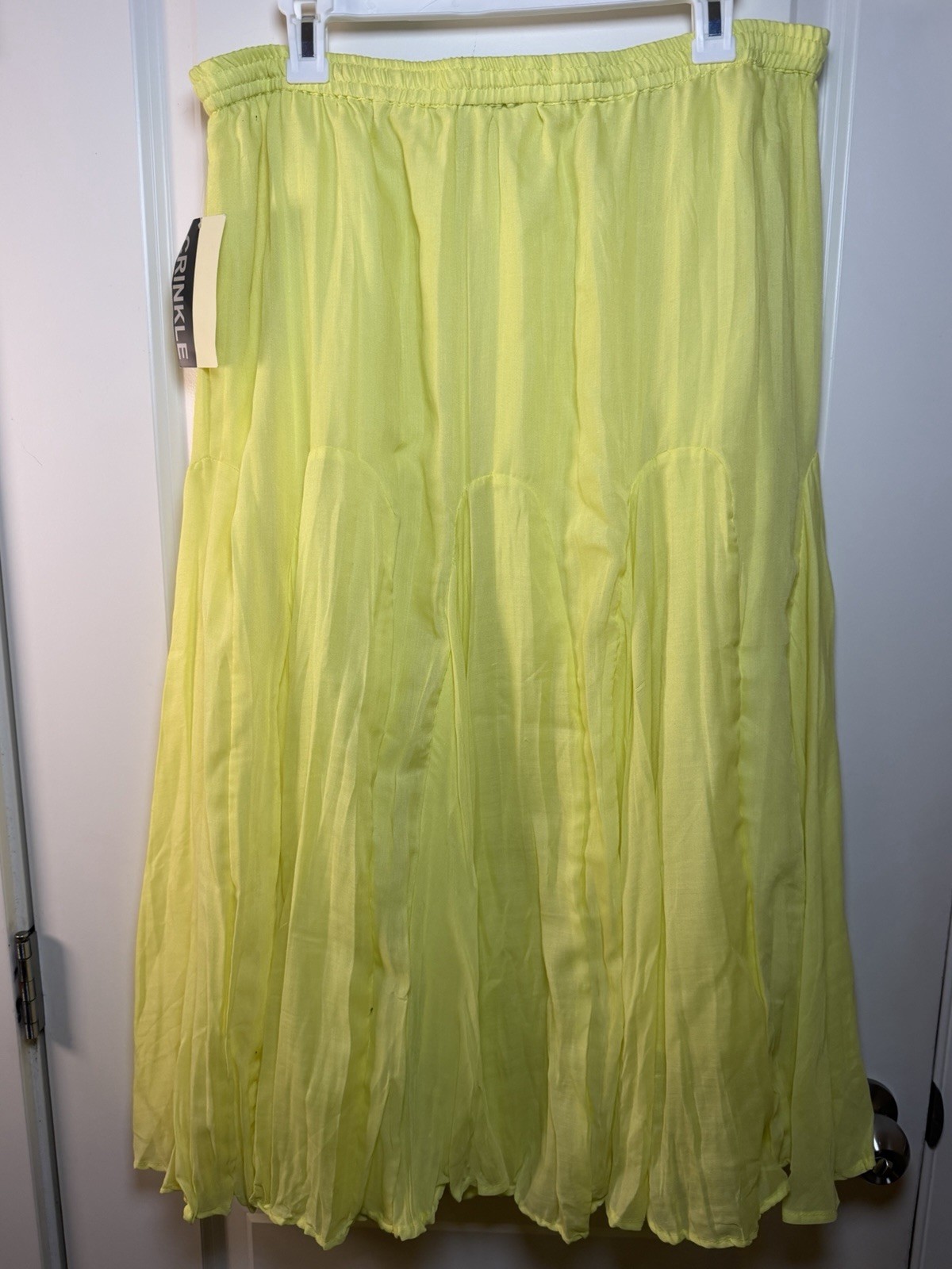 Vintage Y2K Mix Nouveau Yellow Smocked Waist Maxi Skirt Boho Beaded Tassels XL