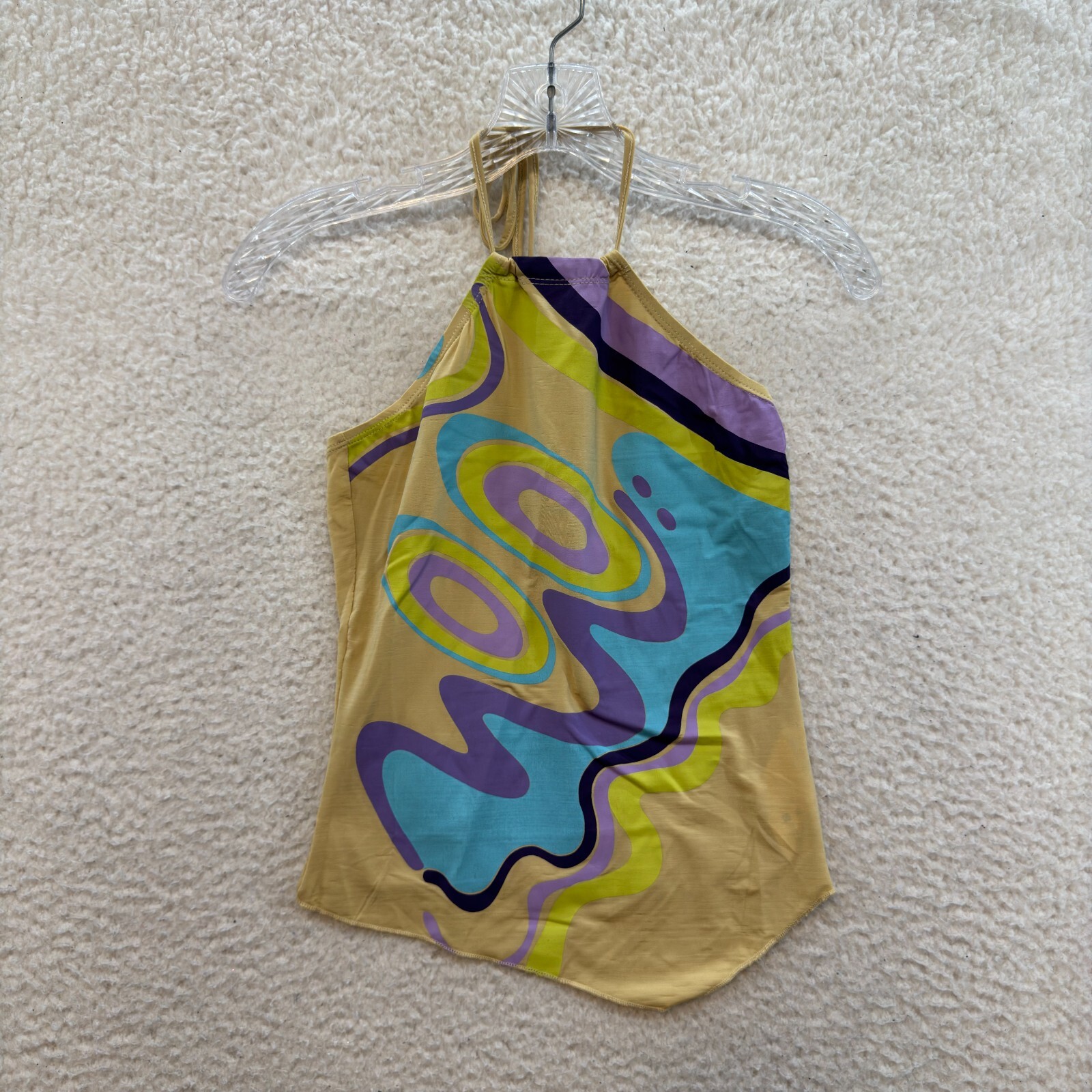 Y2K Vintage Naf Naf Halter Top Abstract Groovy Retro Rave Fairy Whimsigoth