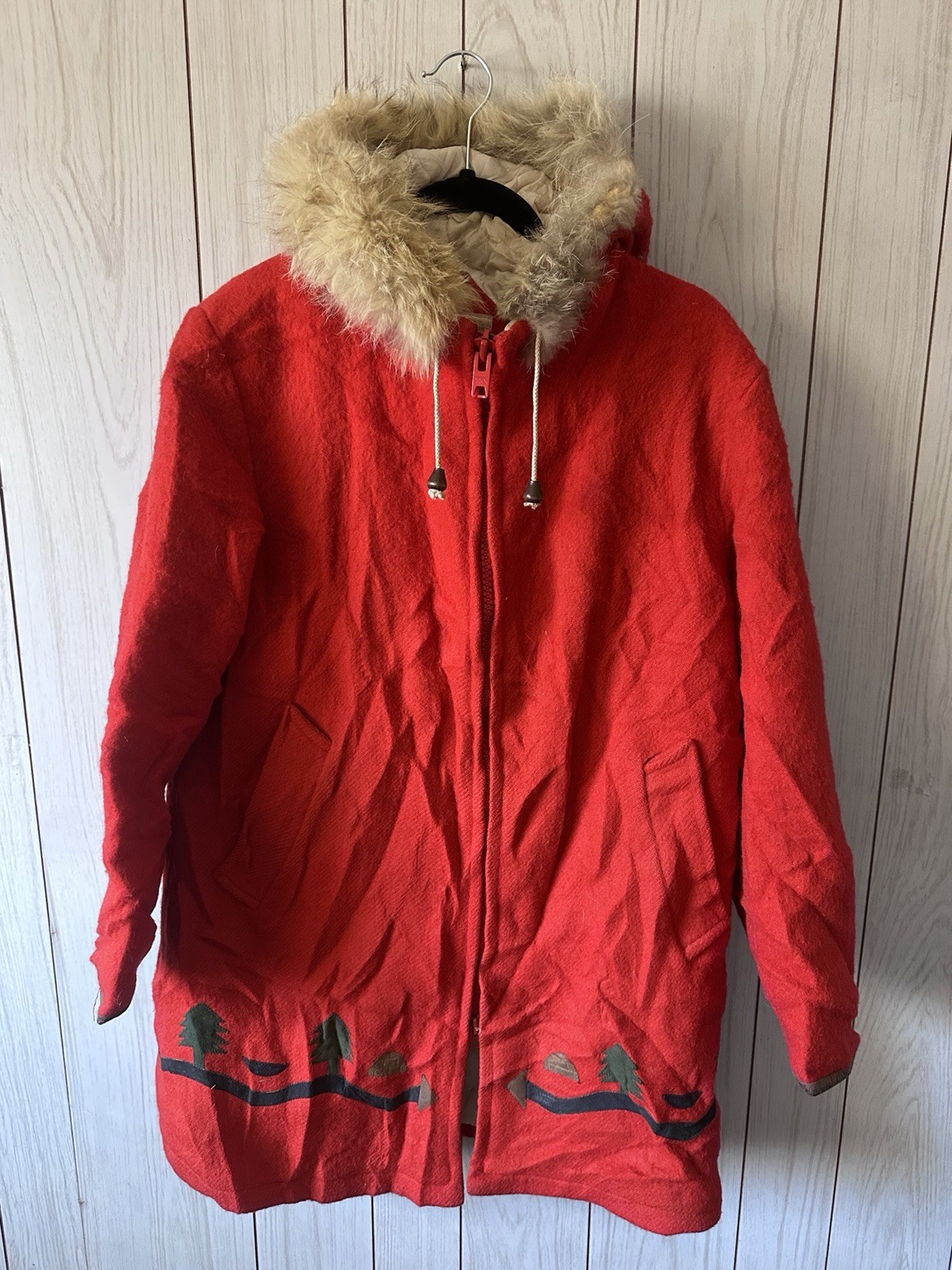 1970s Women’s Hudson Bay Jacket Red Size Medium Made In Canada 100% Wool Rare