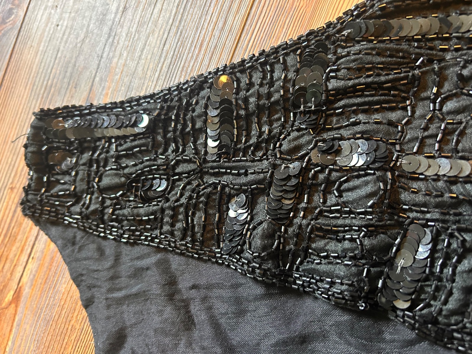 Vintage Crop 80s 90s Y2K Rachna Black Silk Sequined Beaded Vest Small Glam Sexy