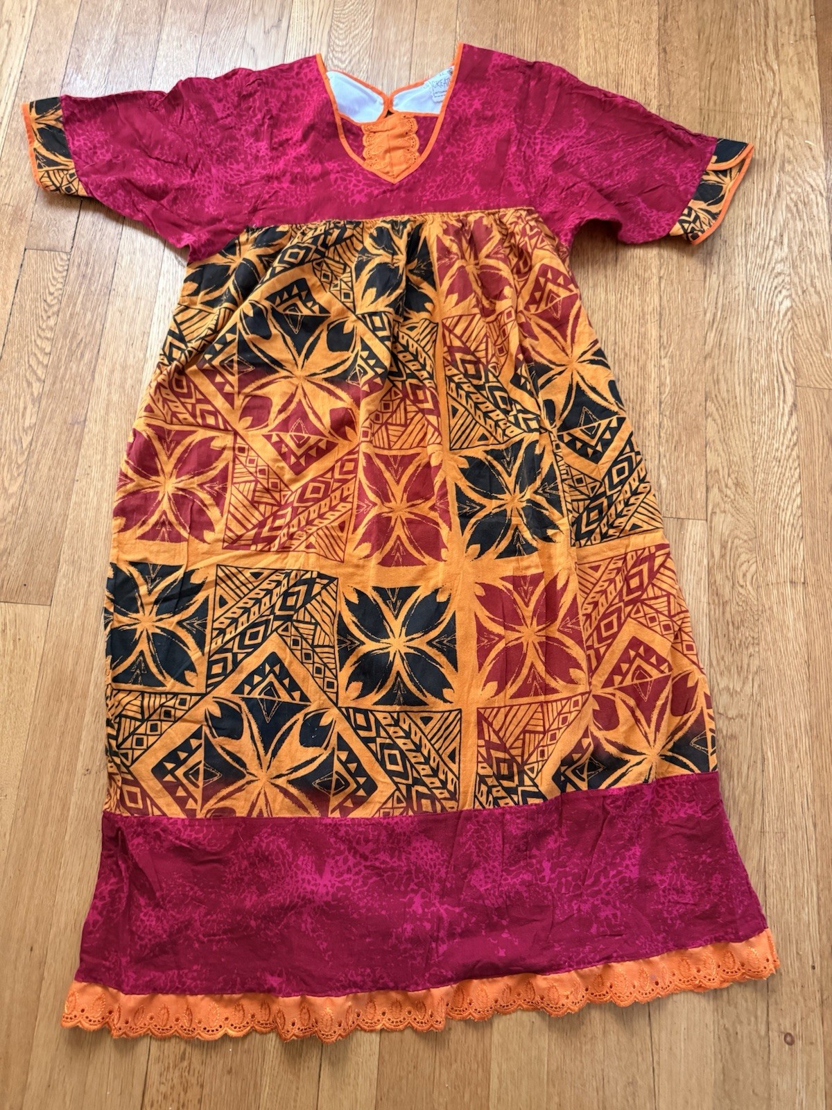 Lyne Creations Vintage Robe Mission Mother Hubbard Cotton Dress New Caledonia S