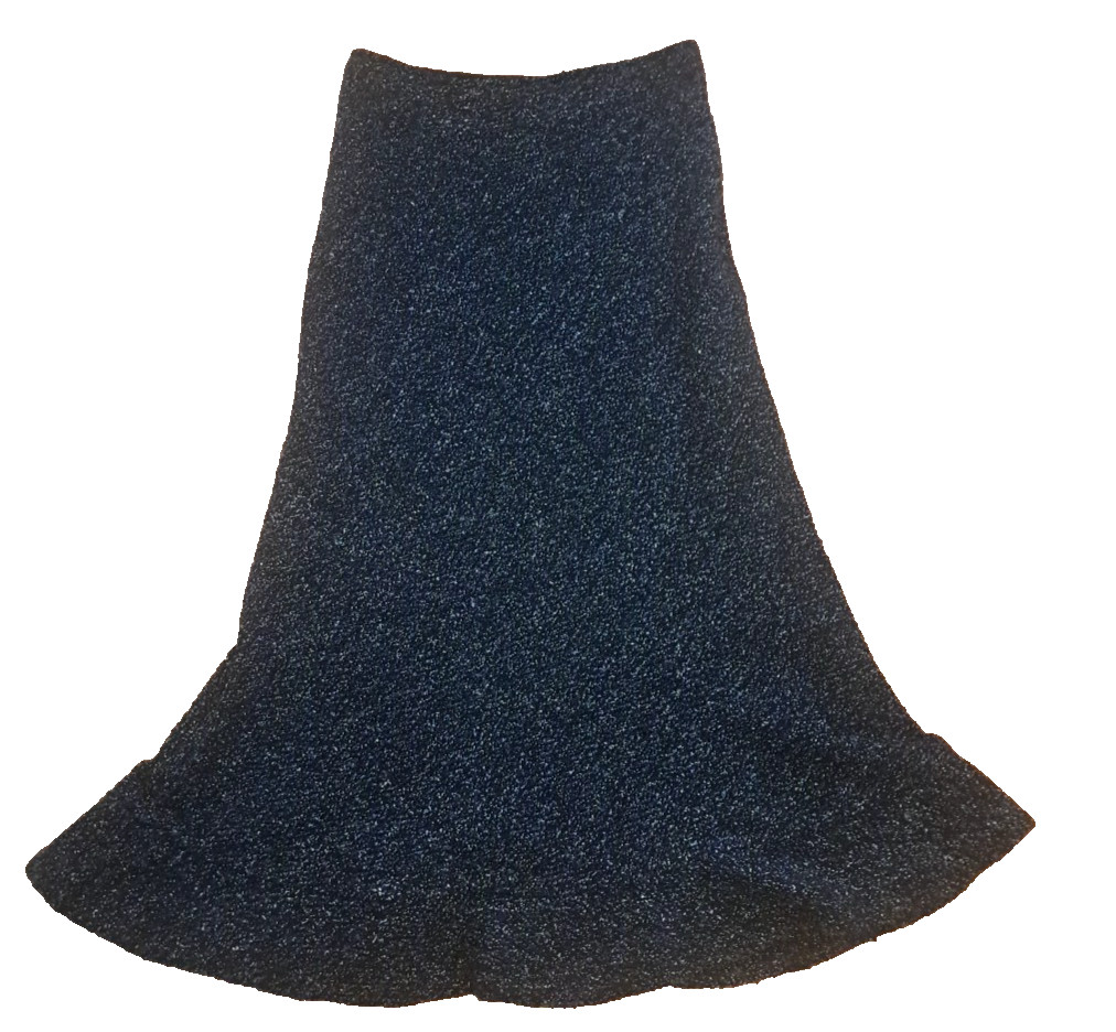 Catherine Stewart for Belle Point Mermaid Knit Skirt Midi Flared Black White S 6
