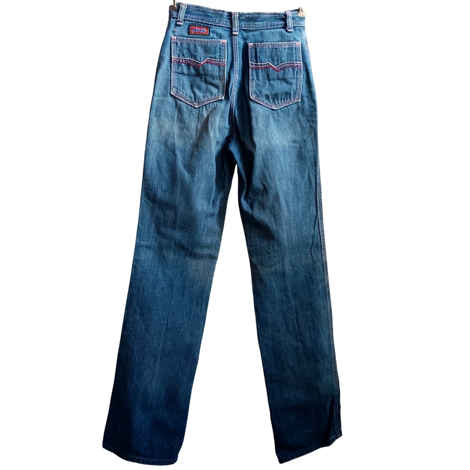 True Vintage Jeans 24×33 1980’s MALE Disco Embroidered Pocket Denim Indigo Jeans