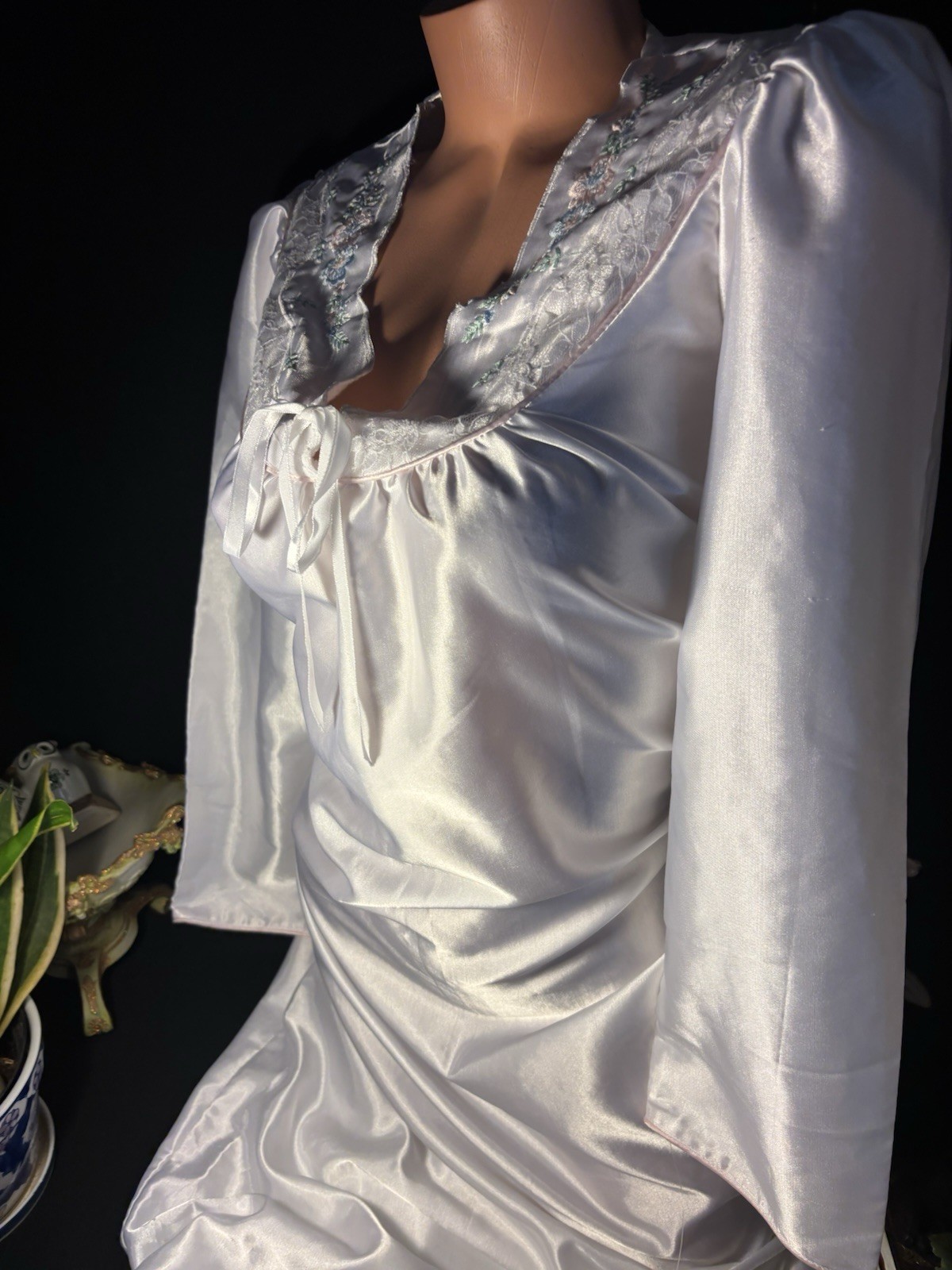 Vtg Satin Shiny White Gown Long Nightgown Vtg Sexy Anastasia Nightgown Long Gown